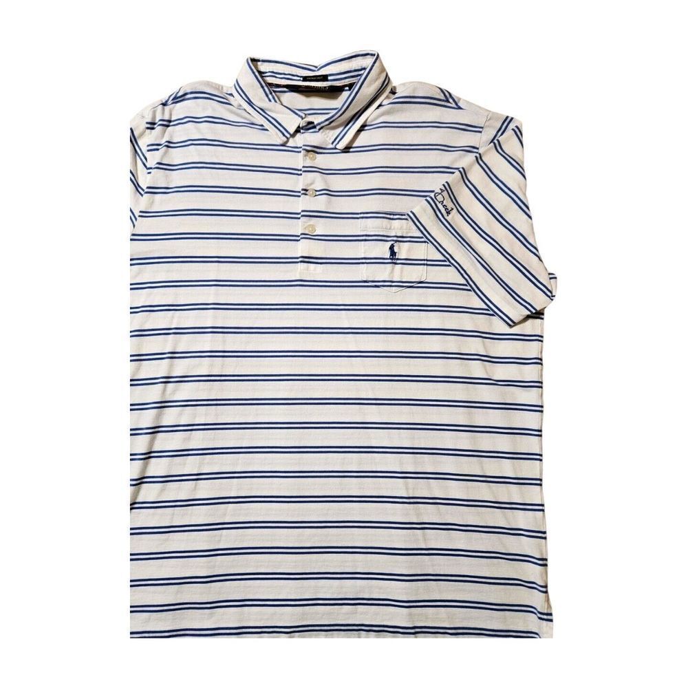 Polo Golf Ralph Lauren Vintage Lisle Striped Blue White Men's XL